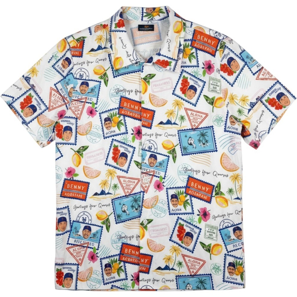 NY Mets Fathers Day SGA Greetings From Queens Aloha Shirt Mens XL White